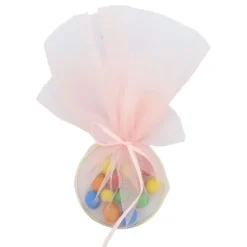 4 anneaux à dragées en métal doré avec ruban satiné - Diamètre 7,5 cm - Couleur au choix