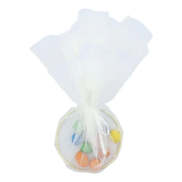 4 anneaux à dragées en métal doré avec ruban satiné - Diamètre 7,5 cm - Couleur au choix