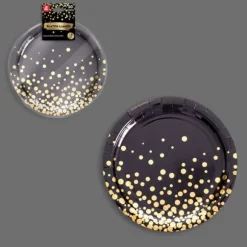 10 assiettes avec pois en carton - Diamètre 18 cm - Couleur au choix