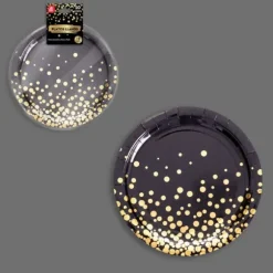 10 assiettes avec pois en carton - Diamètre 18 cm - Couleur au choix