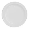 50 assiettes blanches en plastique réutilisable - Diamètre 17 cm