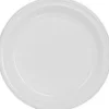 50 assiettes blanches en plastique réutilisable - Diamètre 20,5 cm
