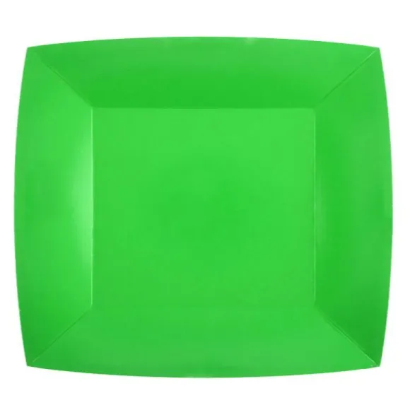 10 Assiettes Carrées Compostables Rainbow 18 cm - Couleur au choix