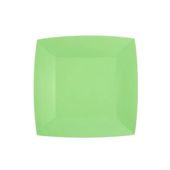 10 Assiettes Carrées Compostables Rainbow 18 cm - Couleur au choix