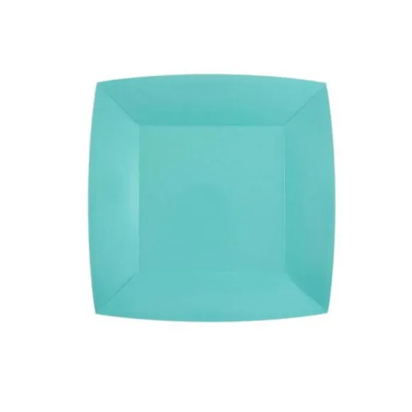 10 Assiettes Carrées Compostables Rainbow 18 cm - Couleur au choix