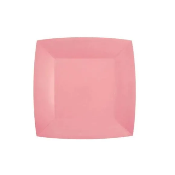 10 Assiettes Carrées Compostables Rainbow 18 cm - Couleur au choix