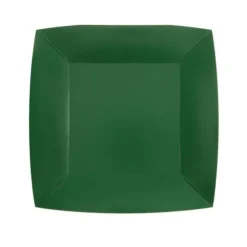 10 Assiettes Carrées Compostables Rainbow 23 cm - Couleur au choix