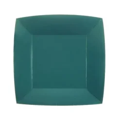 10 Assiettes Carrées Compostables Rainbow 23 cm - Couleur au choix