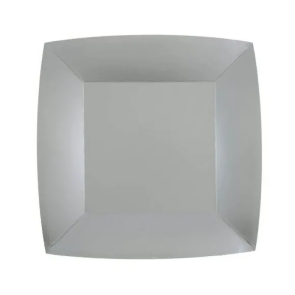 10 Assiettes Carrées Compostables Rainbow 23 cm - Couleur au choix