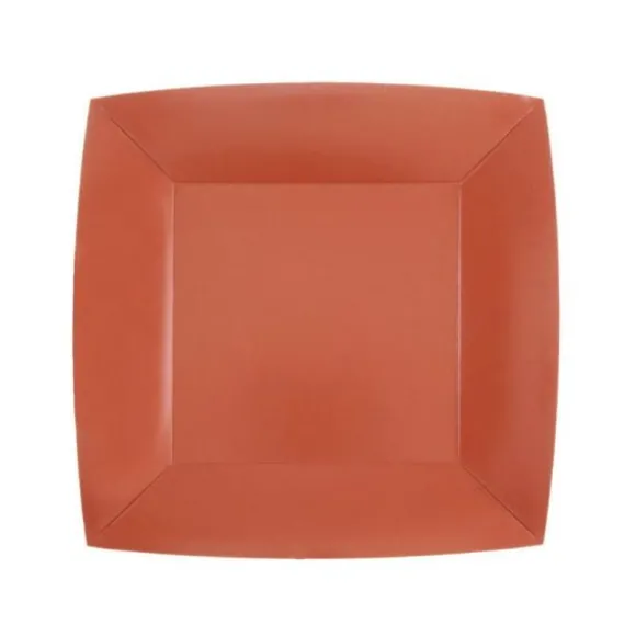 10 Assiettes Carrées Compostables Rainbow 23 cm - Couleur au choix