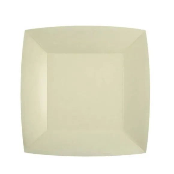 10 Assiettes Carrées Compostables Rainbow 23 cm - Couleur au choix
