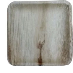 10 assiettes carrées en feuille de palmier - 25 x 25 cm