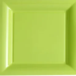 12 Assiettes Carrées en Plastique - Vert Anis
