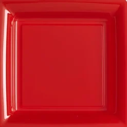 12 Assiettes Cocktail Carrée en Plastique - Rouge