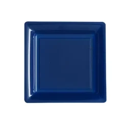 12 Assiettes Cocktail Carrées - Plastique Bleu Marine