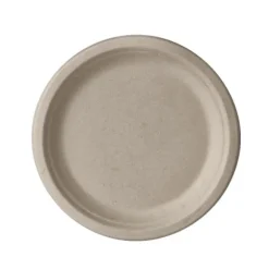 12 Assiettes en Canne à Sucre - 18 cm - Naturel