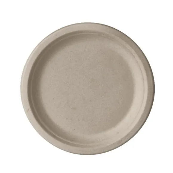 12 Assiettes en Canne à Sucre - 18 cm - Naturel