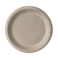 12 Assiettes en Canne à Sucre - 23 cm - Naturel
