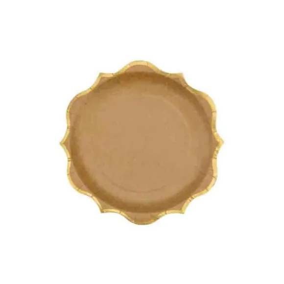8 assiettes en carton avec dorure - Diamètre 23 cm - Couleur au choix