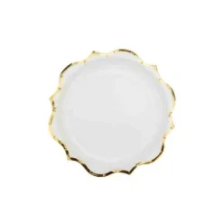 8 assiettes en carton avec dorure - Diamètre 23 cm - Couleur au choix