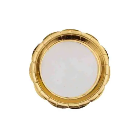 8 assiettes en carton avec dorure - Diamètre 23 cm - Couleur au choix
