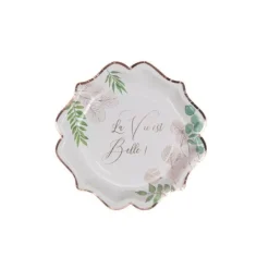 8 Assiettes en carton - Botanique et Rose Gold - 23 cm