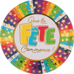 10 Assiettes en carton - C'est la Fête - 22,5 cm