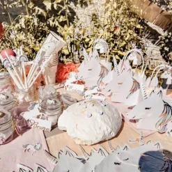 8 Assiettes en carton - Collection Licorne Pastel