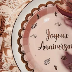 8 Assiettes en carton - Collection Boho Blush et Or
