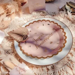 8 Assiettes en carton - Collection Boho Blush et Or