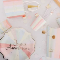 8 Assiettes en carton - Collection Mahault Pastel et Or
