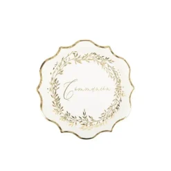 8 Assiettes en carton - Collection Pampas, Fleurs de Coton et Or