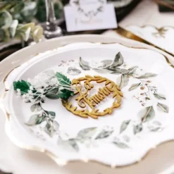 8 Assiettes en carton - Collection Botanique Vert et Or