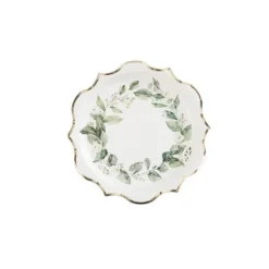 8 Assiettes en carton - Collection Botanique Vert et Or
