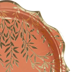8 Assiettes en carton - Collection Jolis Brins - Terracotta et Or
