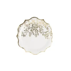 8 Assiettes en carton - Collection Jolis Brins - Blanc et Or