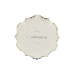 8 assiettes en carton "Communion" - Diamètre 18 cm - Collection Communion Effet Lin et Or