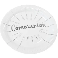 6 Assiettes en Carton - Communion - Argent