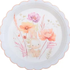 10 assiettes en carton - Diamètre 23 cm - Pâques - Collection Lapinou