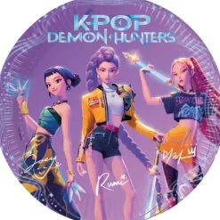 8 assiettes en carton - Diamètre 23 cm - KPop Demon Hunters™