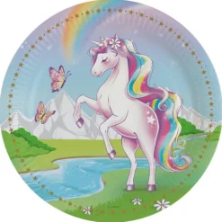 8 assiettes en carton - Diamètre 23 cm - Collection Dreams Licorne