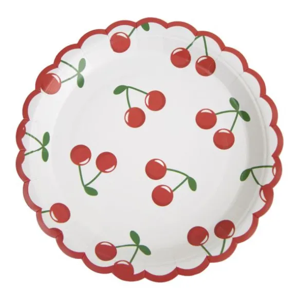 8 assiettes en carton - Diamètre 18 cm - Collection Cherry