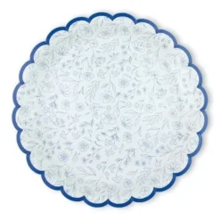 8 assiettes en carton - Diamètre 25 cm - Collection Fleur Bleue
