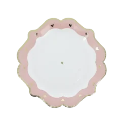 8 assiettes en carton - Diamètre 23 cm - Collection Baptême Blanc et Or - Couleur au choix