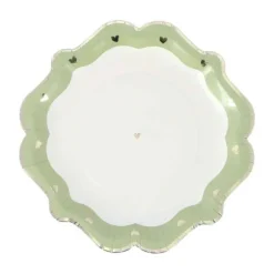8 assiettes en carton - Diamètre 23 cm - Collection Baptême Blanc et Or - Couleur au choix