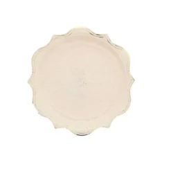 8 assiettes en carton - Diamètre 18 cm - Collection Communion Effet Lin et Or