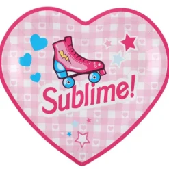 10 assiettes en carton en forme de cœur - Diamètre 22,5 cm - Collection Girly