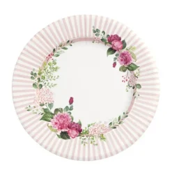8 assiettes en carton - Floral Pink - 27 cm