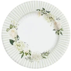 8 assiettes en carton - Floral White - 27 cm