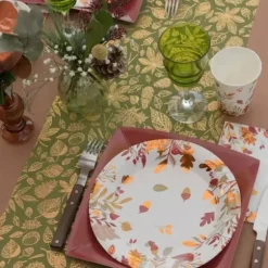 10 assiettes en carton FSC® - Diamètre 22,5 cm - Collection Automne Doré